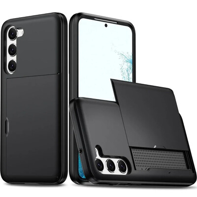 Skirtas Samsung Galaxy S24 Ultra S22 Plus + S23 S21 S20 FE Note 20 Piniginės dangtelio kortelės laikiklio lizdas Apsauginis smūgiams atsparus telefono dėklas