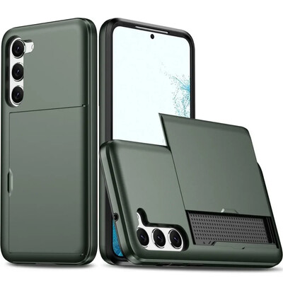 Skirtas Samsung Galaxy S24 Ultra S22 Plus + S23 S21 S20 FE Note 20 Piniginės dangtelio kortelės laikiklio lizdas Apsauginis smūgiams atsparus telefono dėklas