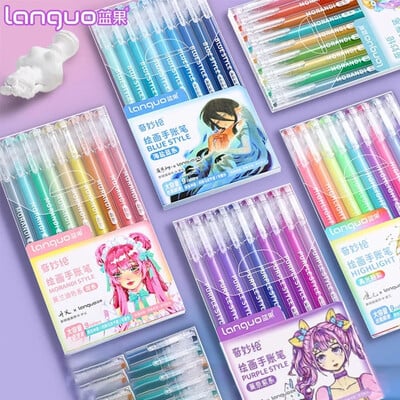 Languo 9 Color Highlighters Στυλό Γλυκό ροζ φράουλα κόκκινο γυαλιστερό Bling στυλό για Σημείωση, Ζωγραφική, Σχέδιο Αναλώσιμα Τέχνης Stationary