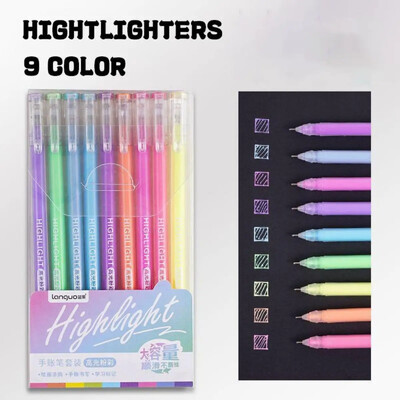 „Languo 9“ spalvų paryškinimo rašiklis Saldžiai rožinis braškių raudonas blizgus „Bling“ rašiklis, skirtas užrašams, tapybai, piešimo meno reikmenims stacionariai