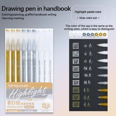 „Languo 9“ spalvų paryškinimo rašiklis Saldžiai rožinis braškių raudonas blizgus „Bling“ rašiklis, skirtas užrašams, tapybai, piešimo meno reikmenims stacionariai