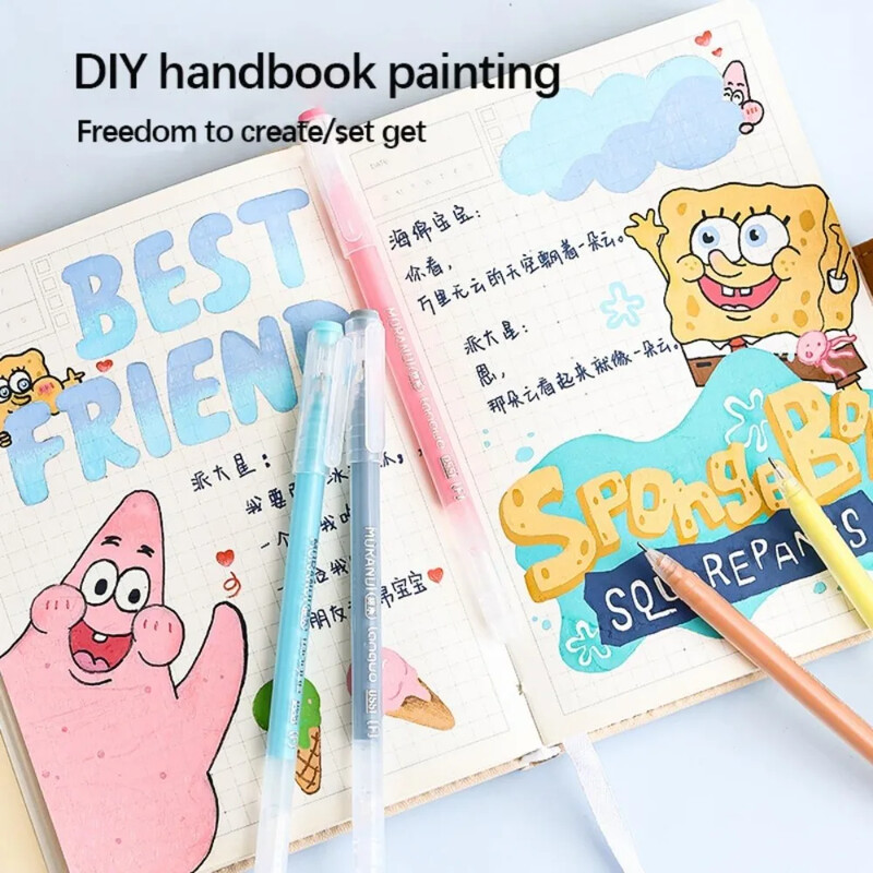 „Languo 9“ spalvų paryškinimo rašiklis Saldžiai rožinis braškių raudonas blizgus „Bling“ rašiklis, skirtas užrašams, tapybai, piešimo meno reikmenims stacionariai