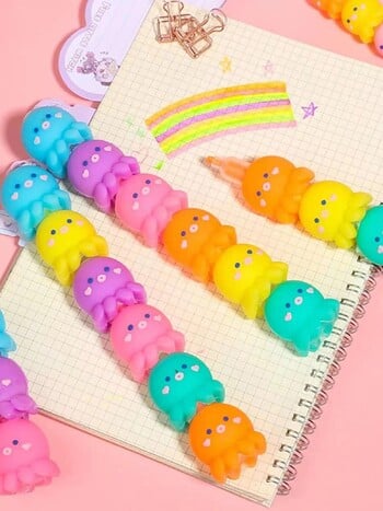 5 χρώματα Cute Octopus Highlighter Watercolor Highlighter και σήμανση γκράφιτι για το σχολείο και το γραφείο