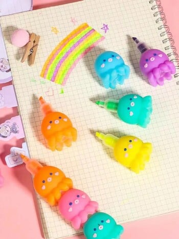 5 χρώματα Cute Octopus Highlighter Watercolor Highlighter και σήμανση γκράφιτι για το σχολείο και το γραφείο