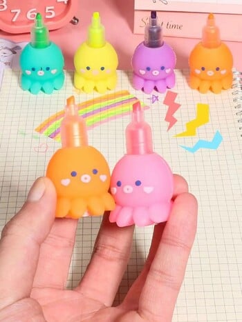 5 χρώματα Cute Octopus Highlighter Watercolor Highlighter και σήμανση γκράφιτι για το σχολείο και το γραφείο