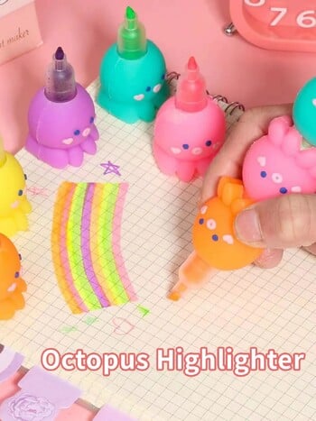 5 χρώματα Cute Octopus Highlighter Watercolor Highlighter και σήμανση γκράφιτι για το σχολείο και το γραφείο