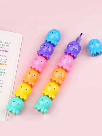 5 χρώματα Cute Octopus Highlighter Watercolor Highlighter και σήμανση γκράφιτι για το σχολείο και το γραφείο