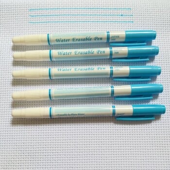 JHG Double Side Blue Water Erasable Pen With Eraser Water Soluble Marker Stand For Fabric Paint Marker Textile Invisible Ink Pen