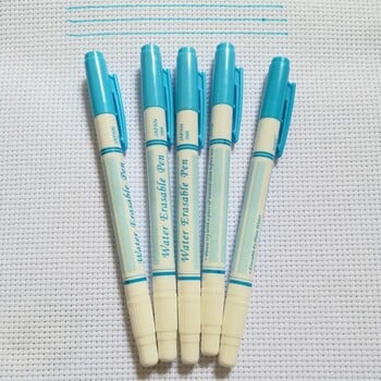 JHG Double Side Blue Water Erasable Pen With Eraser Water Soluble Marker Stand For Fabric Paint Marker Textile Invisible Ink Pen