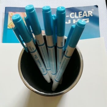 JHG Double Side Blue Water Erasable Pen With Eraser Water Soluble Marker Stand For Fabric Paint Marker Textile Invisible Ink Pen