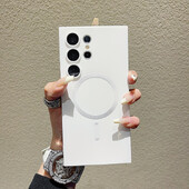 Husă Magsafe de încărcare fără fir de lux pentru Samsung Galaxy S24 S23 S22 S21 Ultra Plus Copertă din spate moale Magsafe antișoc