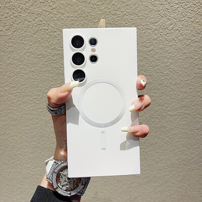 Husă Magsafe de încărcare fără fir de lux pentru Samsung Galaxy S24 S23 S22 S21 Ultra Plus Copertă din spate moale Magsafe antișoc