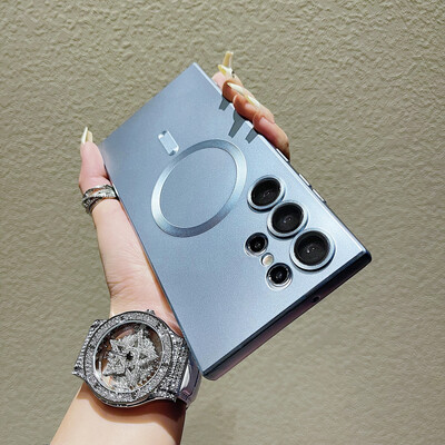 Husă Magsafe de încărcare fără fir de lux pentru Samsung Galaxy S24 S23 S22 S21 Ultra Plus Copertă din spate moale Magsafe antișoc