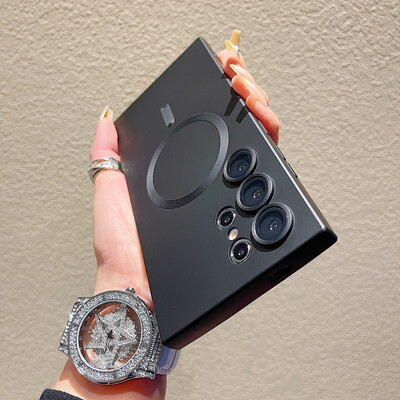 Husă Magsafe de încărcare fără fir de lux pentru Samsung Galaxy S24 S23 S22 S21 Ultra Plus Copertă din spate moale Magsafe antișoc