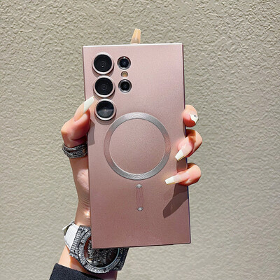 Husă Magsafe de încărcare fără fir de lux pentru Samsung Galaxy S24 S23 S22 S21 Ultra Plus Copertă din spate moale Magsafe antișoc