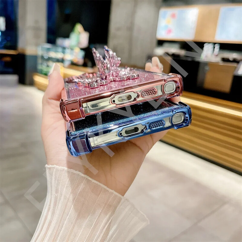 FLYKYLIN Луксозен удароустойчив калъф със скоба с блясък и пеперуда за Samsung Galaxy S25 S24 S23 S21 S20 FE S22 Plus Прозрачен капак