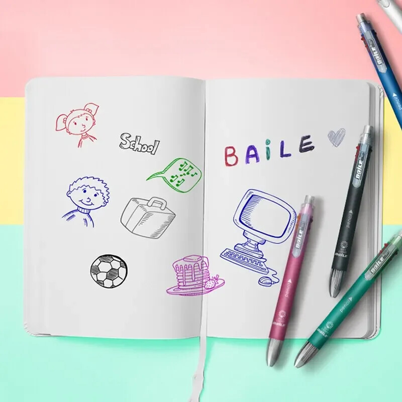 6-u-1 kreativne višebojne kemijske olovke na pritisak višenamjenske osobnosti šest boja tiskane olovke školski uredski pribor