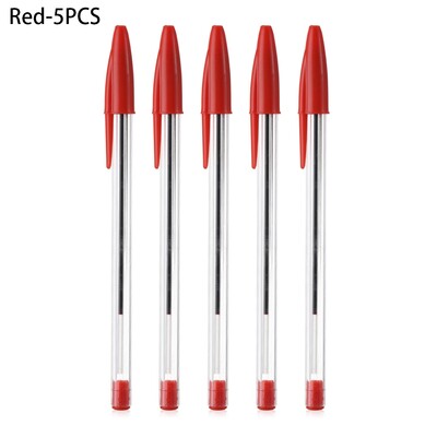 Kemijska olovka od 5 komada Crvena Plava Crna kemijska olovka od 1 mm Prijenosna glatka dugotrajna kemijska olovka Uredski pribor za školu
