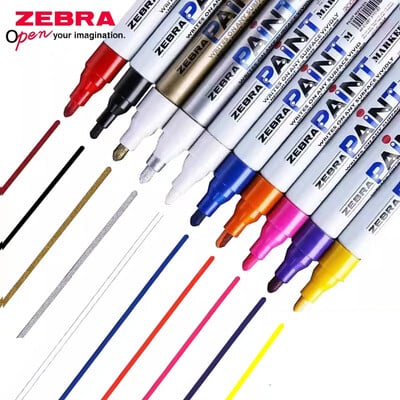 1 бр. Japan ZEBRA Paint Markers Oil Бързосъхнеща индустриална водоустойчива цветна маркировка Touch Up MOP-200M Графити Офис консумативи