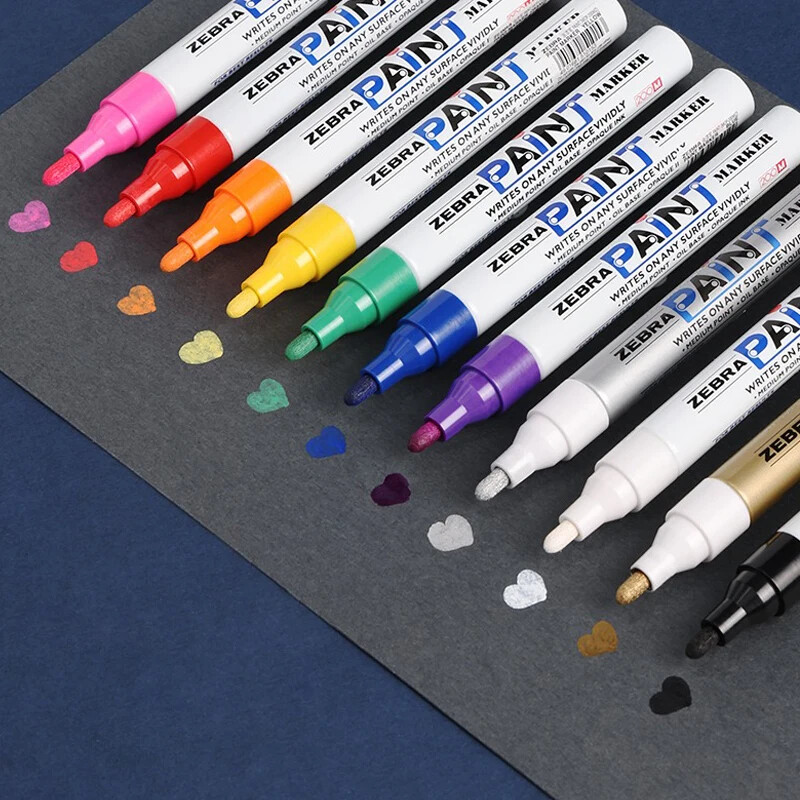 1 vnt. Japonijos ZEBRA dažų žymekliai, aliejus greitai džiūstantis pramoninis vandeniui atsparus spalvotas žymėjimas, MOP-200M grafiti biuro reikmenys