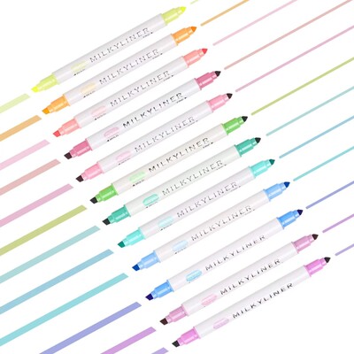 12/24 vnt Paryškintuvai Įvairių spalvų Dviejų galiukų Biblijos Pasteliniai Paryškintuvai Žymekliai Be Bleed Paryškintuvai, skirti dažyti žurnaluose