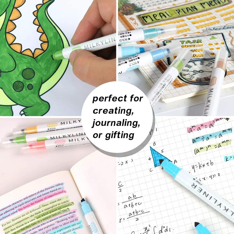 12/24 vnt Paryškintuvai Įvairių spalvų Dviejų galiukų Biblijos Pasteliniai Paryškintuvai Žymekliai Be Bleed Paryškintuvai, skirti dažyti žurnaluose