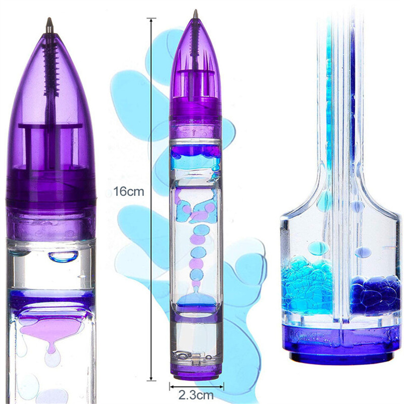Liquid Motion Bubbler Fidget Pen, skirtas vaikams ir suaugusiems, mažinantis stresą, sensoriniai žaislai Spalvingas skystas laikmatis namų biuro naujovė
