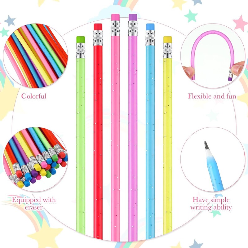 20 KOM Fleksibilna meka olovka, šarena savitljiva olovka, čarobna savitljiva olovka s gumicom za darove i nagradu