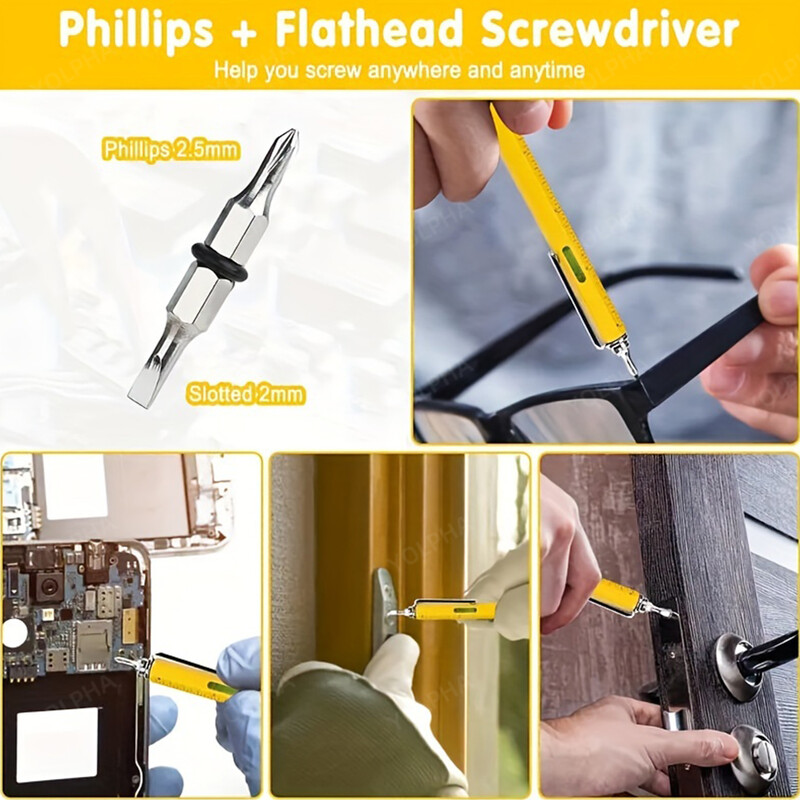 7 in1 Мултифункционална писалка с модерен ръчен инструмент Измерване Техническа линийка Отвертка Phillips Сензорен екран Стилус Либел