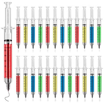 Στυλό σύριγγας 12 τμχ, Αναδιπλούμενο πολυχρωματικό στυλό για νοσοκόμες, γραφές με μαύρο μελάνι, σχολικά είδη για φοιτητές νοσηλευτικής
