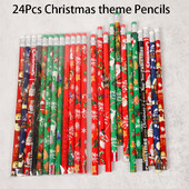 24Pcs Crtani božićni Djed Mraz HB Pisanje Olovke za slikanje za djecu Božićna tema Party Avori Novogodišnji pribor za pisanje Poklon