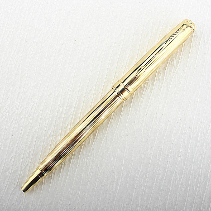 Luksuzna metalna roler olovka 0,7 mm s plavom tintom od čelika i zlata s poslovnim potpisom za školske uredske potrepštine za pisanje.