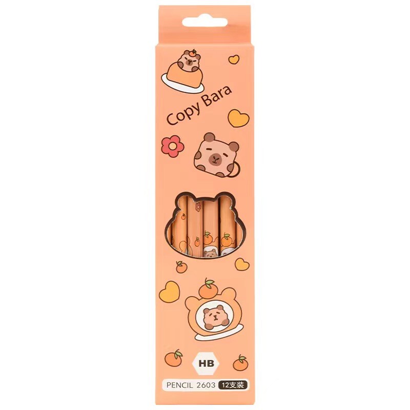 12Pcs/Box Cartoon Capybara Drvena olovka Alat za pisanje Alat za crtanje Školski uredski pribor Studentski pribor Poklon za dječji dan