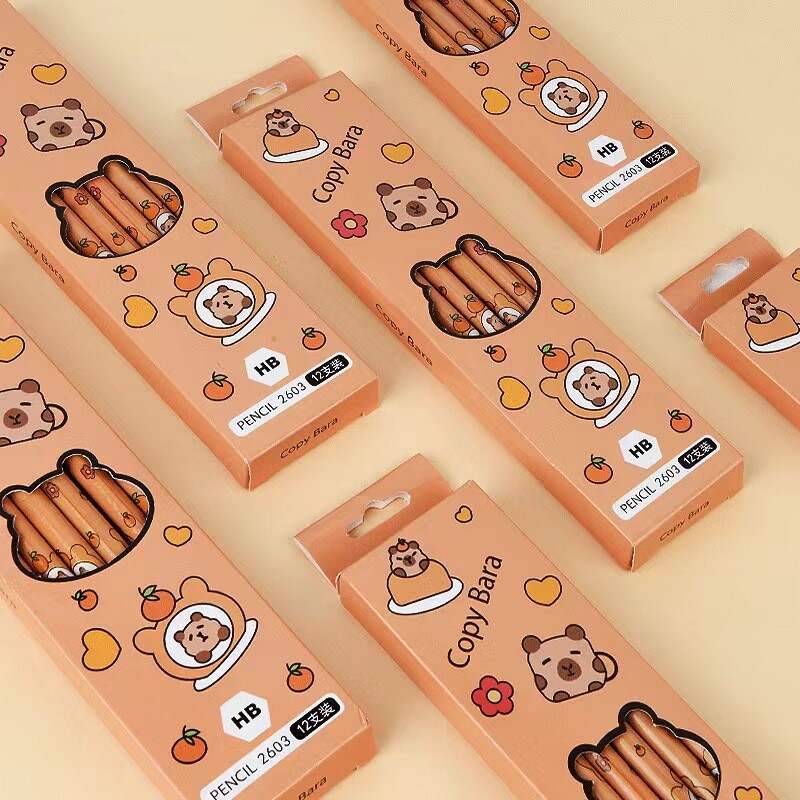 12Pcs/Box Cartoon Capybara Drvena olovka Alat za pisanje Alat za crtanje Školski uredski pribor Studentski pribor Poklon za dječji dan