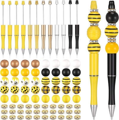 12 бр. Комплекти химикалки с мъниста Комплект химикалки с топчета Химикалки с топчета Направи си сам Материал Училищни деца Комплекти за правене на писалки с мъниста Химикалки