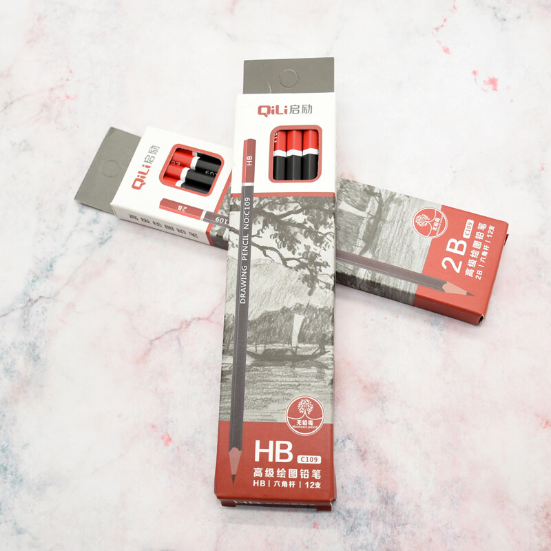 12kom/kutija visokokvalitetna olovka za skice HB 2B mekana srednje tvrda karbonska olovka uredska školska olovka za crtanje