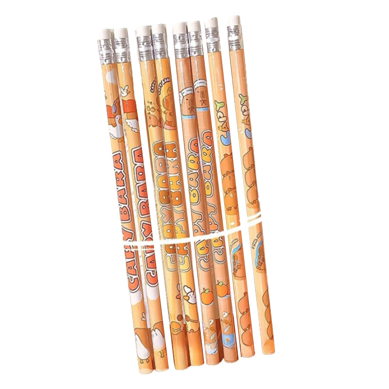 8Pcs/Box Cartoon Cute Capybara Pencil Kawaii HB Sketch Drawing Items Студентски канцеларски материали Училищни офис консумативи Детски подаръци