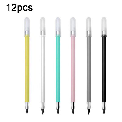 12 KOM Inkless Pencil, Everlasting Pencil Infinity Pencil s gumicom, Infinite Pencil za višekratnu upotrebu, zamjenjivi vrhovi
