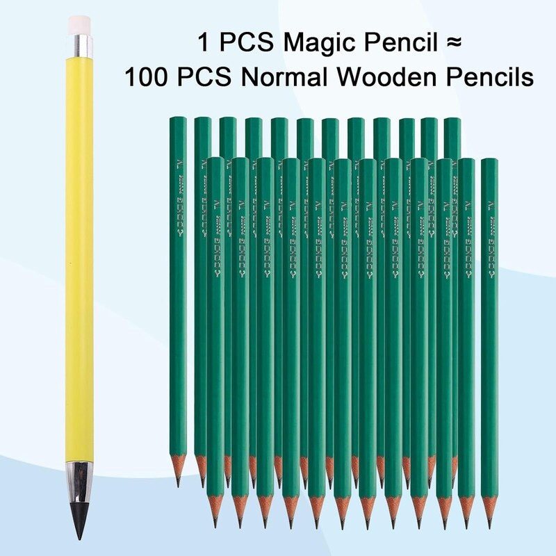 12 KOM Inkless Pencil, Everlasting Pencil Infinity Pencil s gumicom, Infinite Pencil za višekratnu upotrebu, zamjenjivi vrhovi