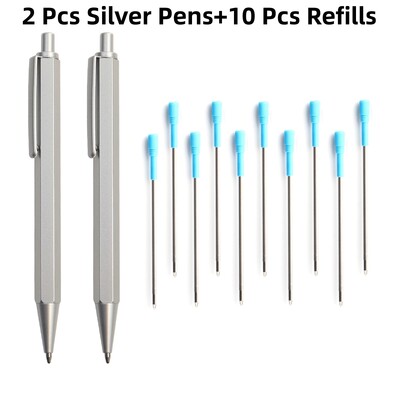 Metalne kemijske olovke s automatskim punjenjem za kemijske olovke, crno-plava tinta za školske uredske potrepštine za pisanje 0,7 mm