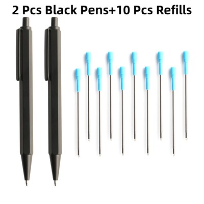 Metalne kemijske olovke s automatskim punjenjem za kemijske olovke, crno-plava tinta za školske uredske potrepštine za pisanje 0,7 mm