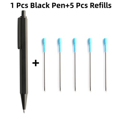 Metalne kemijske olovke s automatskim punjenjem za kemijske olovke, crno-plava tinta za školske uredske potrepštine za pisanje 0,7 mm