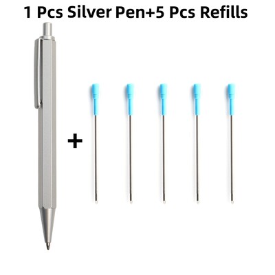 Metalne kemijske olovke s automatskim punjenjem za kemijske olovke, crno-plava tinta za školske uredske potrepštine za pisanje 0,7 mm