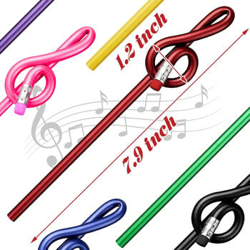 3 τμχ Cartoon Treble Clef Pencil Μολύβι Μουσικής νότας Μολύβι σχήματος με γόμα, ωραίο δώρο για σχολικά είδη γραφείου επιχειρήσεων