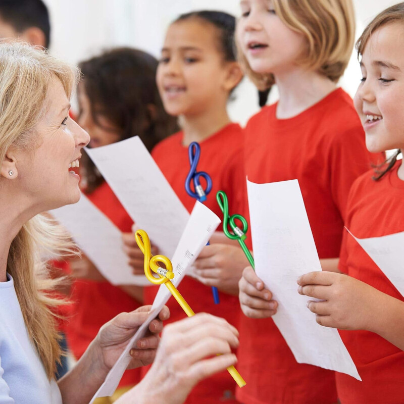 3 бр. Анимационен скрипичен ключ Молив с анимационна музикална нота с форма на молив с гумичка, хубав подарък за бизнес офис Училищни пособия