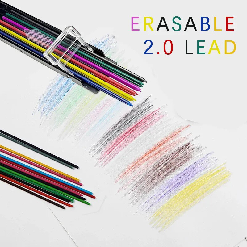 12 бр./кутия Цветни моливи с олово 2,0 мм механичен молив Инструменти за писане Художествени принадлежности за рисуване Скициране