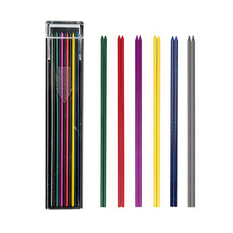 12 бр./кутия Цветни моливи с олово 2,0 мм механичен молив Инструменти за писане Художествени принадлежности за рисуване Скициране