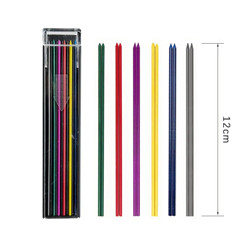 12 бр./кутия Цветни моливи с олово 2,0 мм механичен молив Инструменти за писане Художествени принадлежности за рисуване Скициране