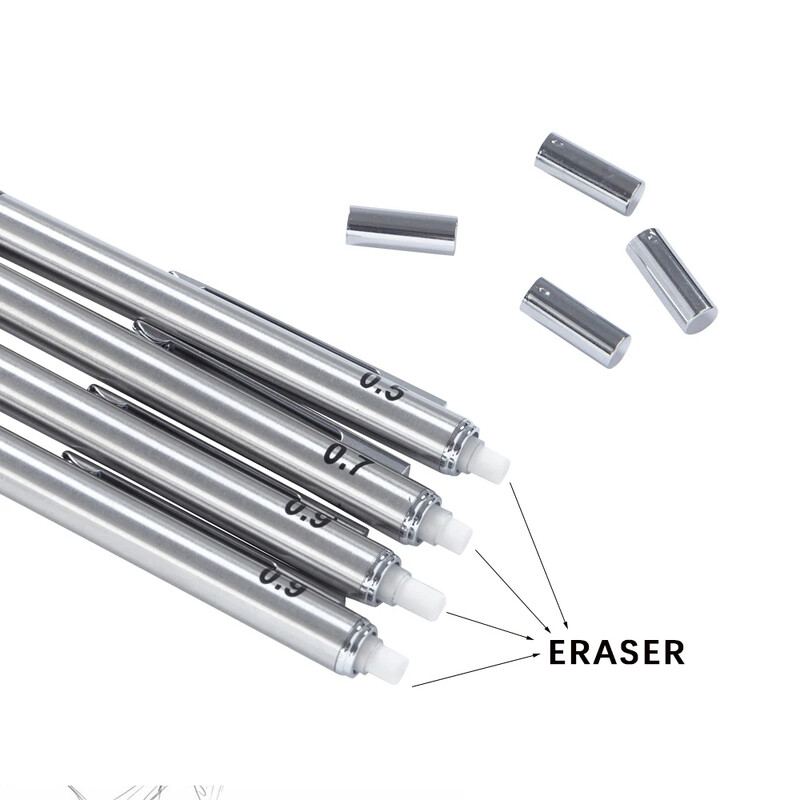 Metalna automatska olovka 0,5/0,7/0,9 mm ivice, protuklizni mekani set, ručka za držanje, aktivna olovka, mehaničko crtanje, pribor za skiciranje