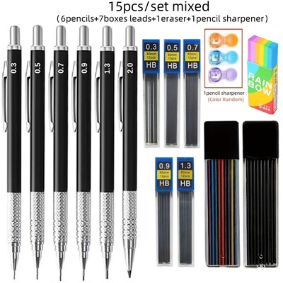 0,3 0,5 0,7 0,9 1,3 2,0 mm Metalna crna mehanička olovka Automatska olovka za crtanje i crtanje za pisanje pribor za pisanje